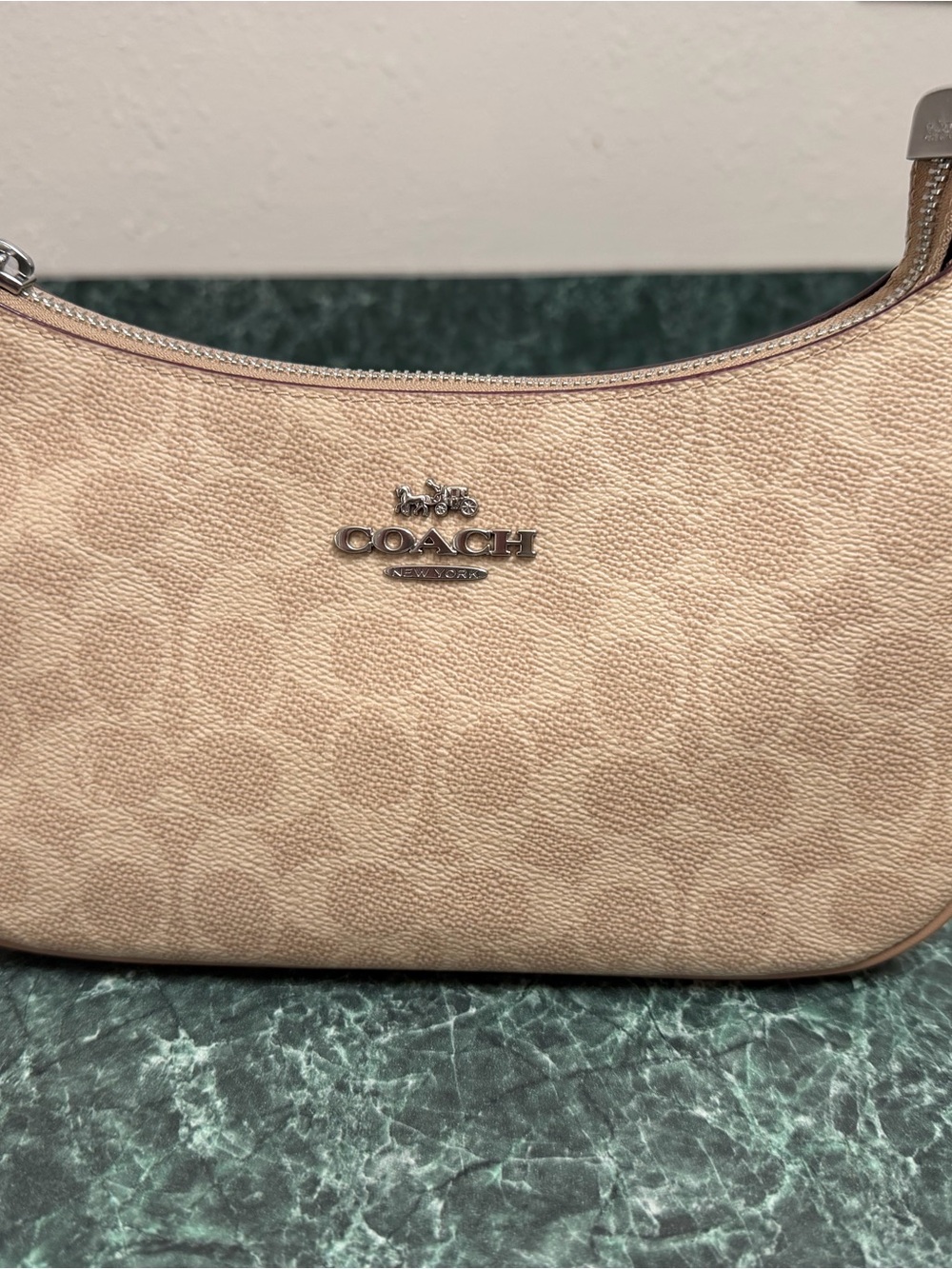 Coach Mini Shoulder Bag in Blush Pink Pebbled Leather